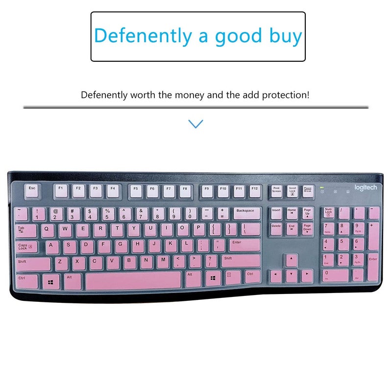 MUBUY-GOL MUBUY Keyboard Cover Skin Protector for Logitech MK120 K120 Wired Keyboard, Protective Skin US Layout - Gradual Pink - Image 3